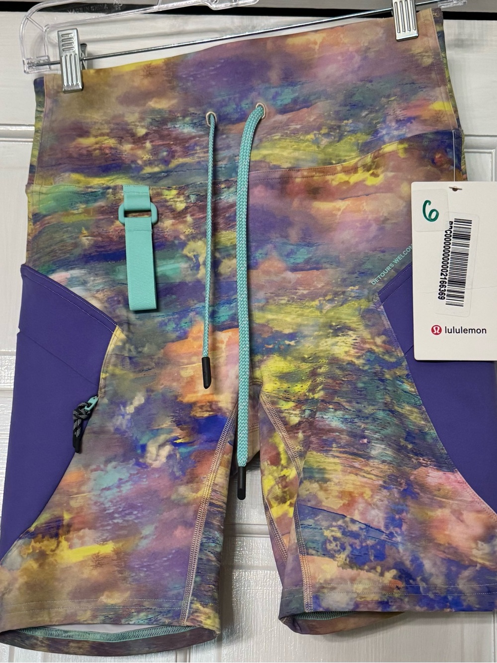 lululemon athletica Multi-Color Tie-Dye Shorts with Purple Panels
